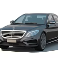 Black Mercedes Benz Luxury Sedan With Sleek Design Front Grille And Headlights