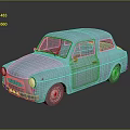Light Blue Vintage Small Car With Classic Design Rounded Body And Round Headlights