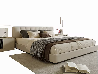 Modern Double Bedside Cabinet Bedside Chandelier 3d model