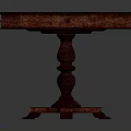 Traditional Octagonal Wooden Table With Dark Brown Tabletop Drawers And Pedestal Legs
