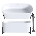 Modern Freestanding Bathtub With Sleek White Surface And Metal Support Stand