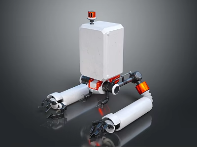 Game And Movie Character Mechanical Robot With White Body Red Accents And Mechanical Legs 3d model