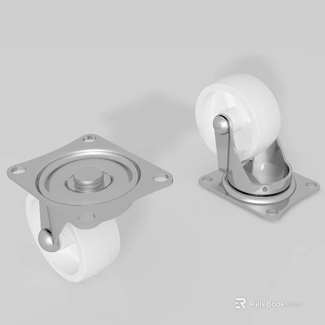 White Swivel Caster Tires with Metal Plate Base for Furniture and Equipment Mobility 3d model 