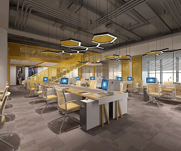 Public office area 3d model