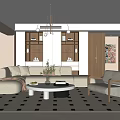 Modern Living and Dining Room Interior With Light Sofa Coffee Table And Geometric Rug