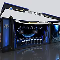 Interstellar Crossing VIII Modern Exhibition Booth Entrance Blue Black With Moon Surface Earth