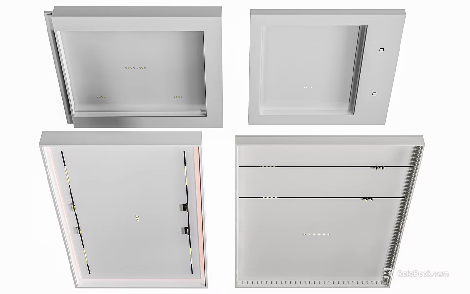 Modern Ceiling Panel Design With Frame Structure And Installation Details From Different Angles 3d model