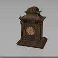 Vintage Wooden Table Clock With Ornate Carved Details And Roman Numeral Dial