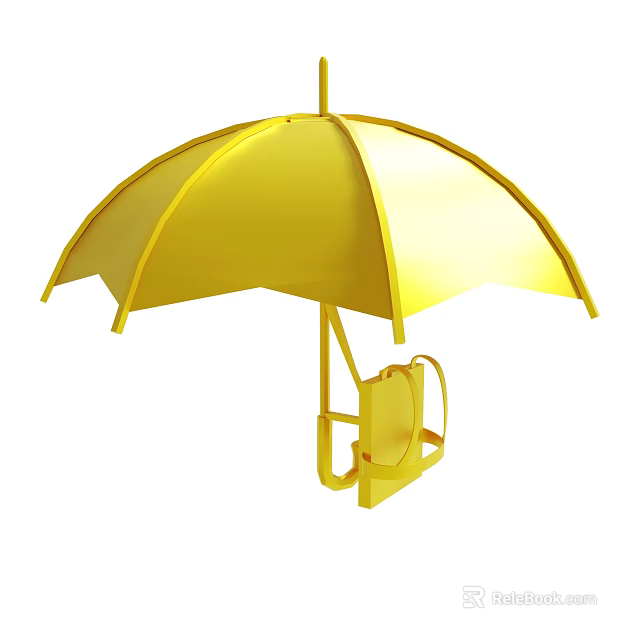 Yellow Umbrella Design With Unique Stand Structure And Bright Color Features 3d model 