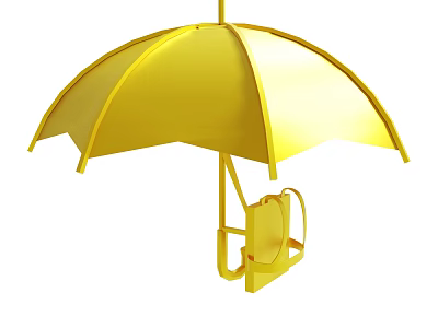 Yellow Umbrella Design With Unique Stand Structure And Bright Color Features 3d model