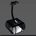Modern Mechanical Arm Device Featuring Black Base and Blue Accent Lines 3d model