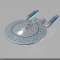 Detailed Cosmic Spaceship Model With Circular Main Body And Blue Engine Modules For Space Exploration