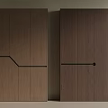 Two Modern Wooden Storage Cabinets With Minimalist Linear Design And Round Handle 3d model