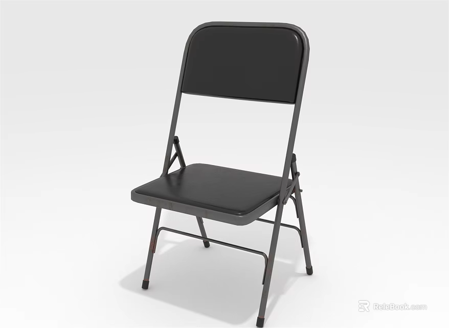 Black Folding Leisure Chair with Metal Frame Simple Design Portable for Indoor Outdoor Use 3d model 