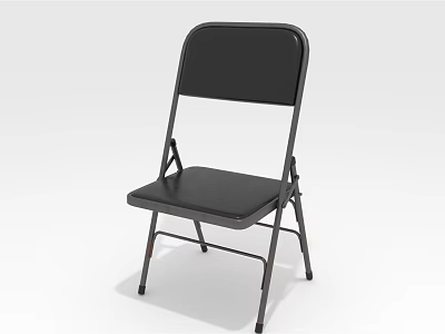 Black Folding Leisure Chair with Metal Frame Simple Design Portable for Indoor Outdoor Use 3d model