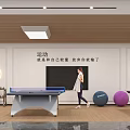 Spacious Fitness Workout Room With Table Tennis Table Dumbbell Rack And Colored Fitness Balls