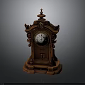 Antique Wooden Mantel Clock With Carved Decorative Details Roman Numeral Face And Pendulum