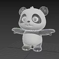 Cute Black And White Cartoon Panda Character With Open Arms