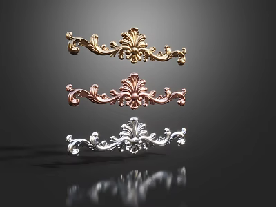 Decorative Metal Carvings in Gold Copper and Silver Elegant Ornamental Designs for Home Decor 3d model
