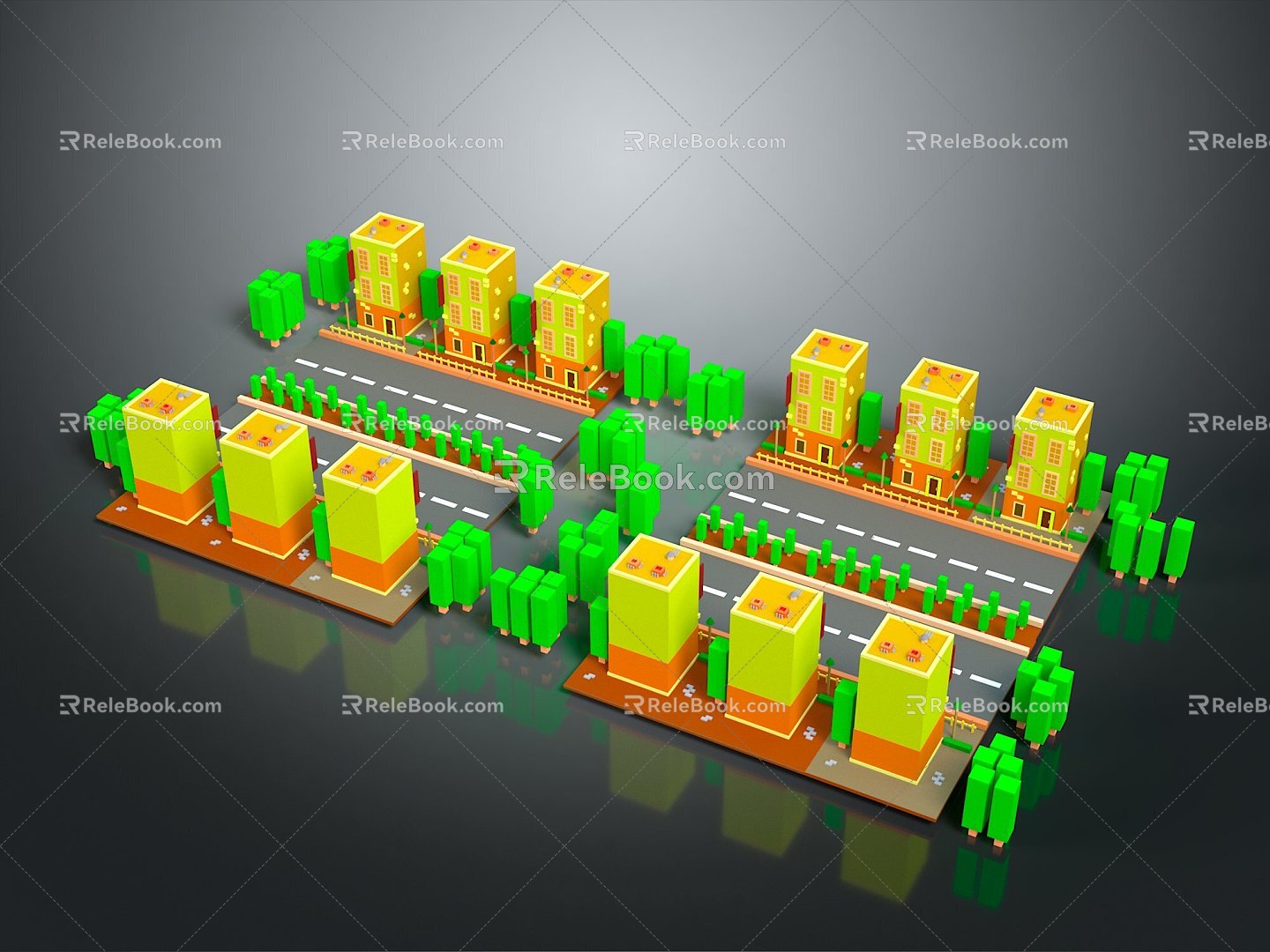 cartoon city cartoon street cartoon block old street old block miniature block miniature street 3d model