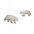 Two Lifelike White Polar Bears Walking On Clean White Surface