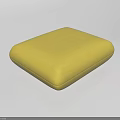 Yellow Square Footstool with Fabric Upholstered Simple Solid Color Design for Living Room Home Decor