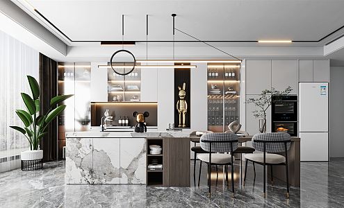 Modern Restaurant Cabinet Island Cabinet Kitchen 3d model