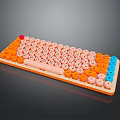 Cute Colorful Computer Keyboard With Smiley Face Keycaps And Orange Pink Blue Design