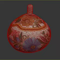 Colorful Floral Patterned Ceramic Container With Dome Shape And White Knob