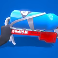 Blue Spray Can With White Strap And Red Section Featuring Skull Logo 99-K Label