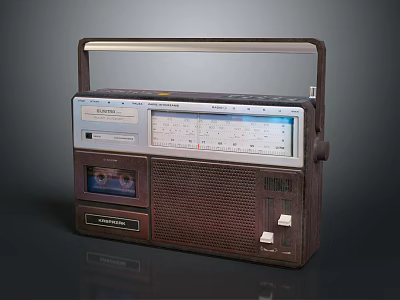 Vintage Audio Cassette Radio Player With FM Dial Cassette Compartment And Top Handle 3d model