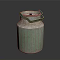 Vintage Green Storage Container With Metal Handle And Lid For Daily Use