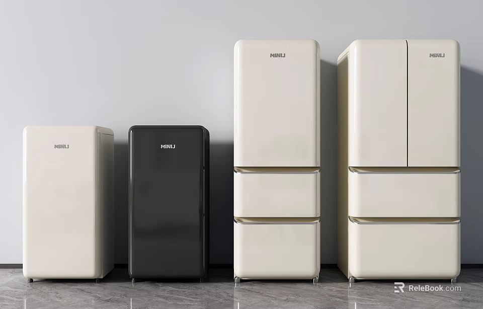 HEMEL Modern Refrigerators Various Designs Black White Single Double Door Models 3d model 