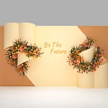 Sign In Backdrop With Scroll Design And Floral Decorations Featuring Be The Future Text 3d model