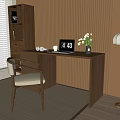 Desk and Chair Combination Vase Flora Floor Lamp Laptop Bookcase 3d model