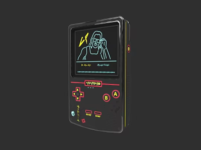 Retro Style Electric Toy Handheld Game Console With AB Buttons Game Screen And Cartoon Character 3d model