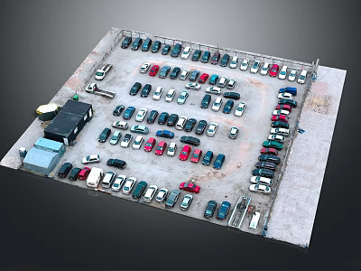 Neatly Arranged Various Colored Cars in Spacious Outdoor Parking Lot Area 3d model