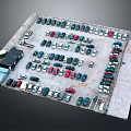 Neatly Arranged Various Colored Cars in Spacious Outdoor Parking Lot Area