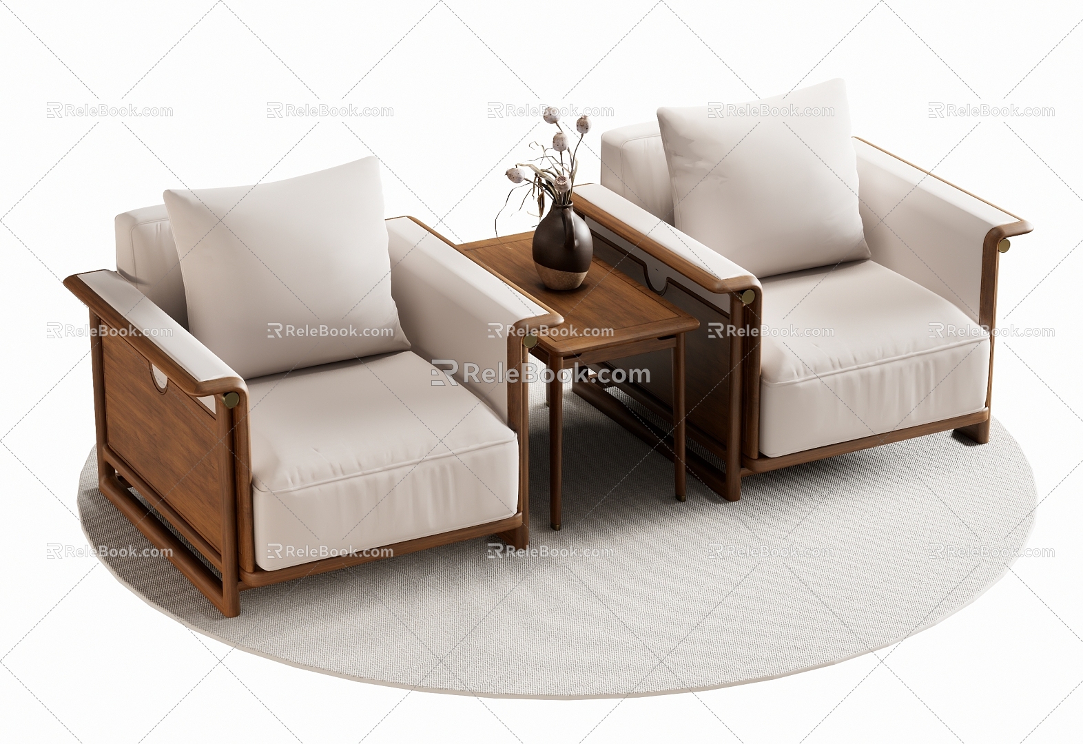 New Chinese-style Single Sofa 3d model