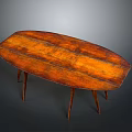 Classic Wooden Oval Dining Table with Grainy Surface and Slender Legs