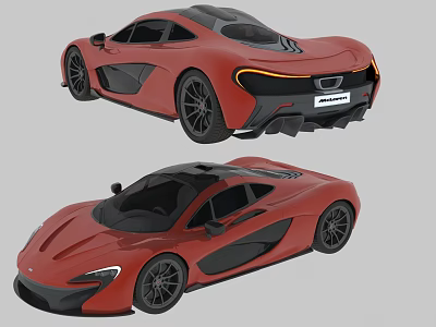 Two Red Sports Cars Showcase Sleek Exterior Design From Different Angles 3d model