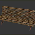 Modern Wooden Slatted Bench With Horizontal Planks And Sleek Legs