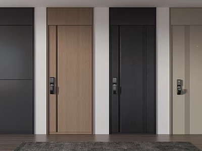 Modern Hinged Doors In Different Colors With Wooden And Matte Black Finishes 3d model
