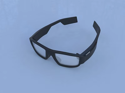 Black Bone Conduction Headphone Speaker With Transparent Lenses And Brand Logo Design 3d model