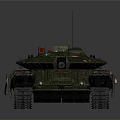 Armored Military Tank In Green Camouflage With Turret Long Cannon And Tracks