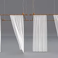 White Sheer Curtains Hanging On Wooden Rod With Multiple Panels