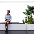 Sleek Modern Outdoor Chair Design With Wooden Seat White Frame And Green Plants
