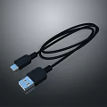 Durable Black USB Cable With Standard USB And Micro USB Connectors For Device Charging 3d model