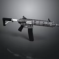 Modern Tactical Assault Rifle With Black Silver Rail System And Grip
