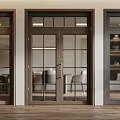 Modern Double Doors With Glass Panels In Different Colors For Interior Design 3d model